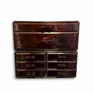 Acrylic Cosmetic Organizer Stackable Display Storage Drawers Dark Amber
